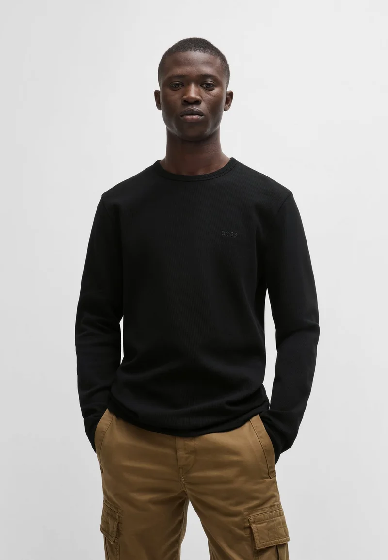 BOSS Cotton-blend T-shirt with waffle structure